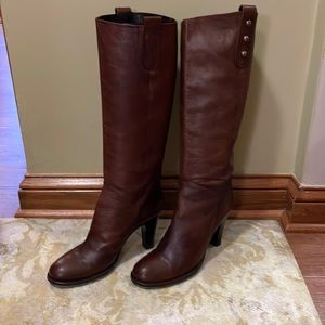 FRANCO BARBIERI Italian Leather Knee High Brown Boots Size 10B Very Comfortable!